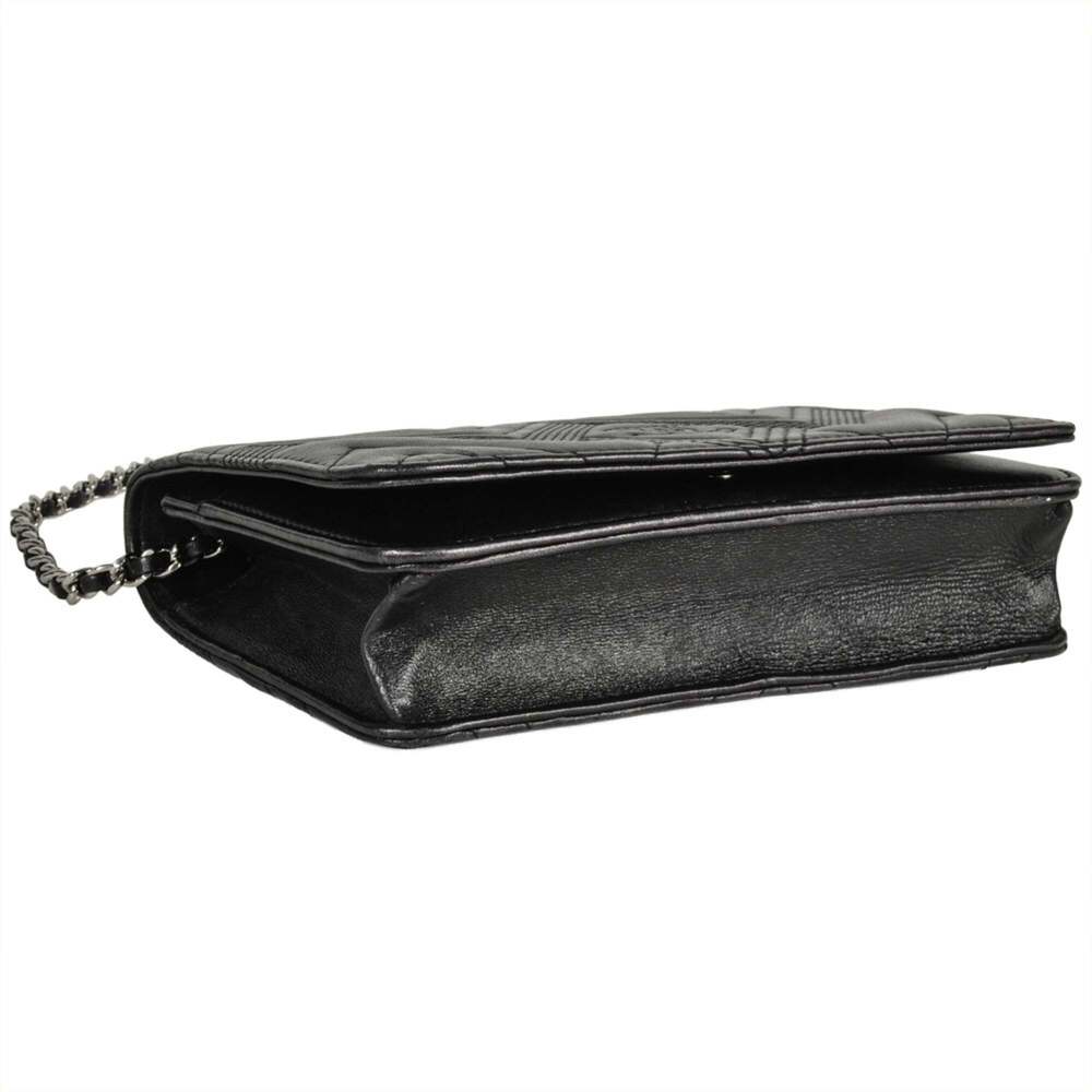 CHANEL Authentic Black Lambskin Leather Logo Wallet - Picture 4 of 9